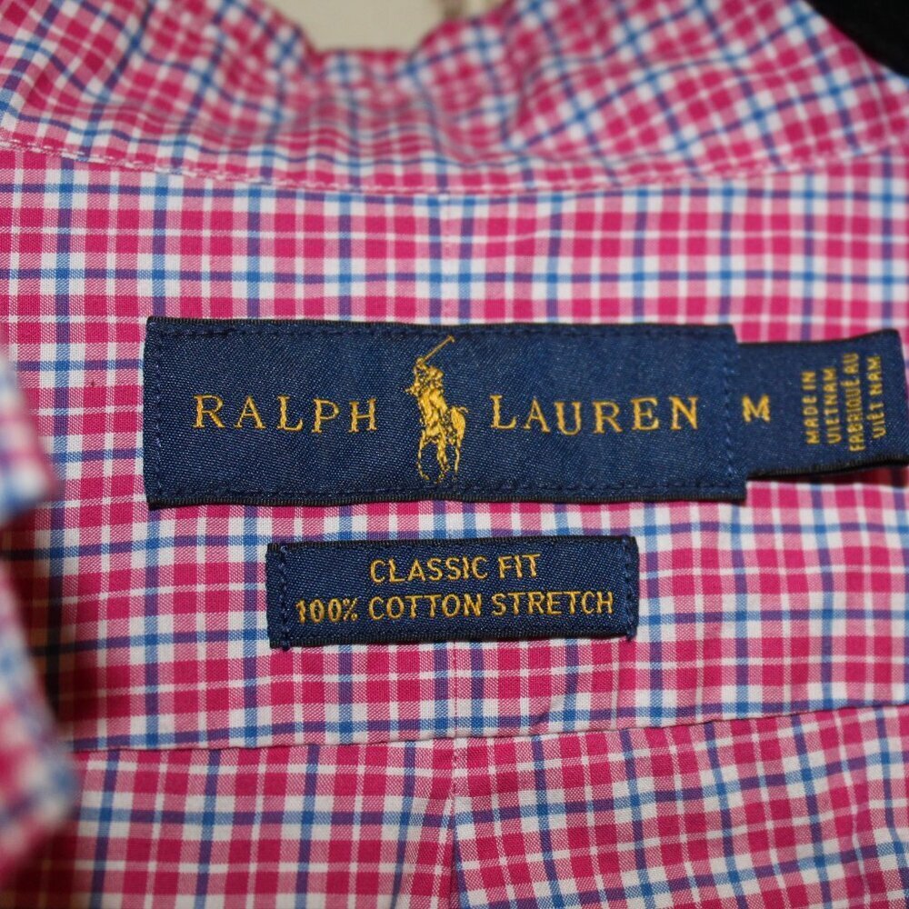 Ralph Lauren Classic Fit red white blue check long sleeve button up shirt size M - Picture 4 of 4
